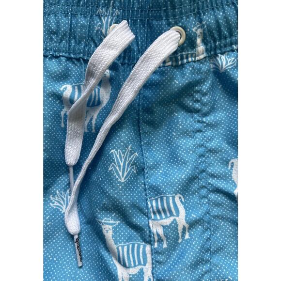 Tipsy Elves Men's Blue Llama Lined Drawstring Pockets Swim Trunks Size XL - Picture 5 of 8